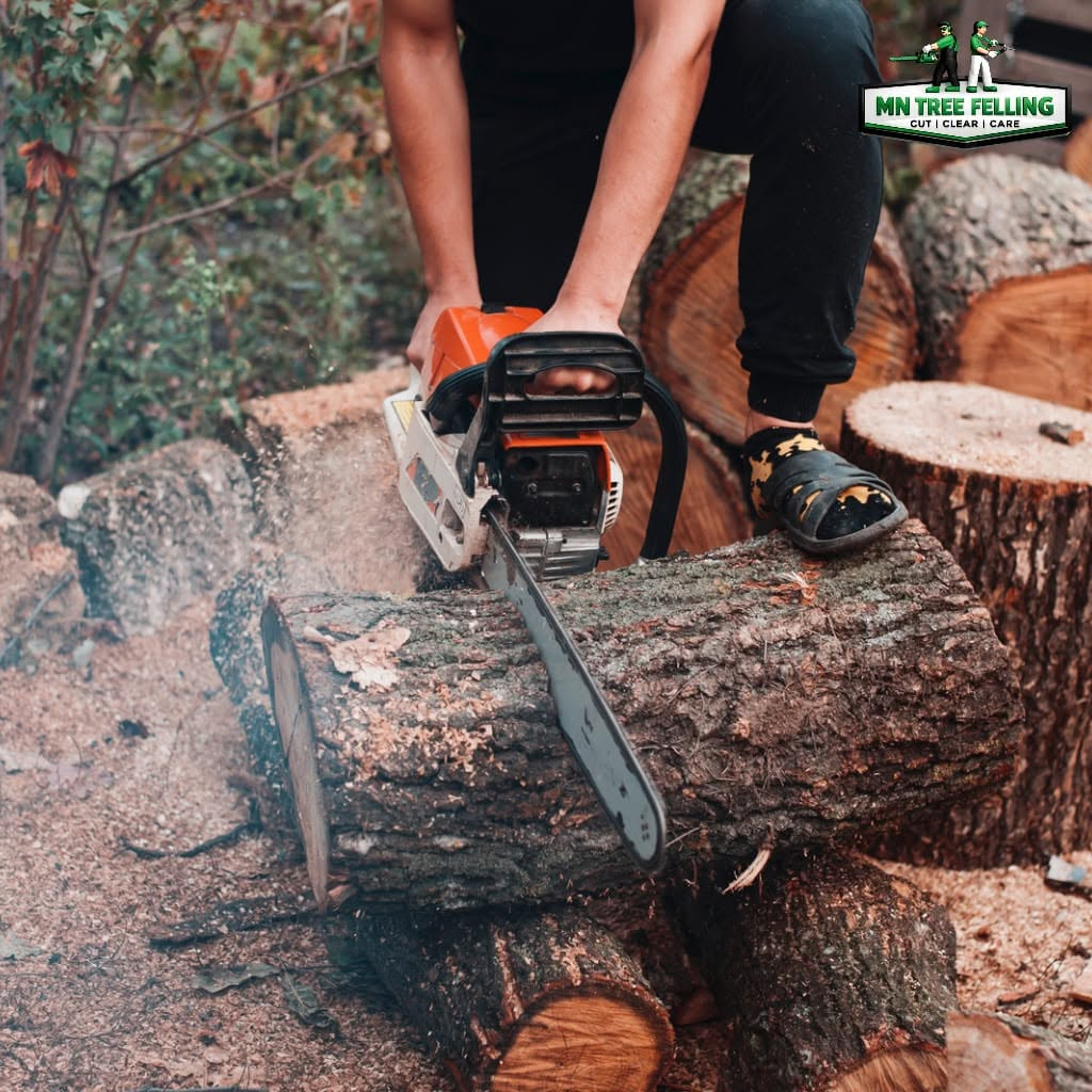 Site clearing with cut branches and tree sections
